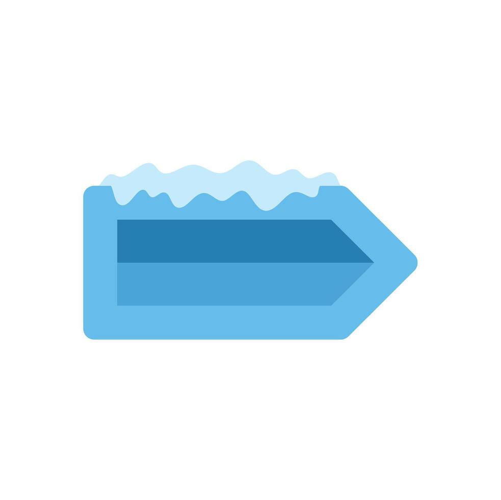 Blue arrow icon showing overflowing water, representing climate change and rising sea levels vector
