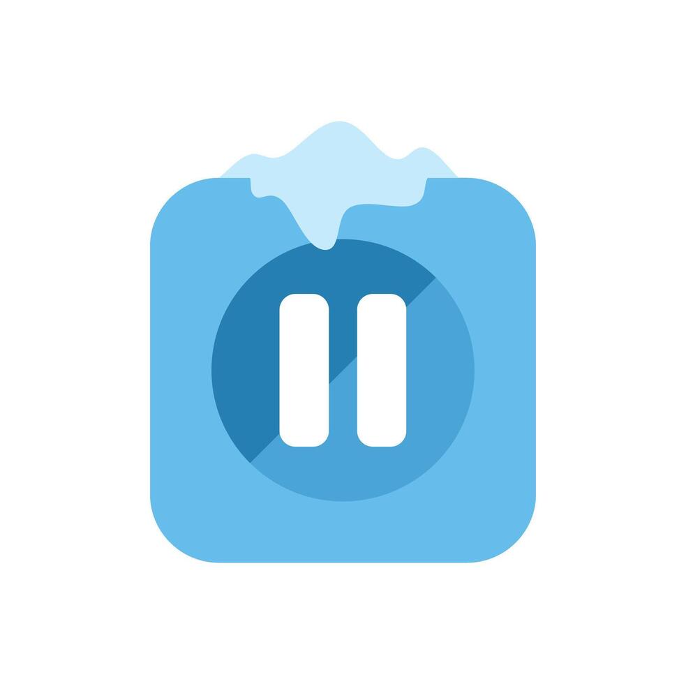 Frozen pause button covered with snow and ice vector