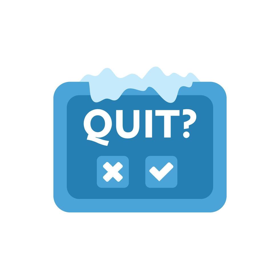 Frozen quit button choosing yes or no with ice on top vector