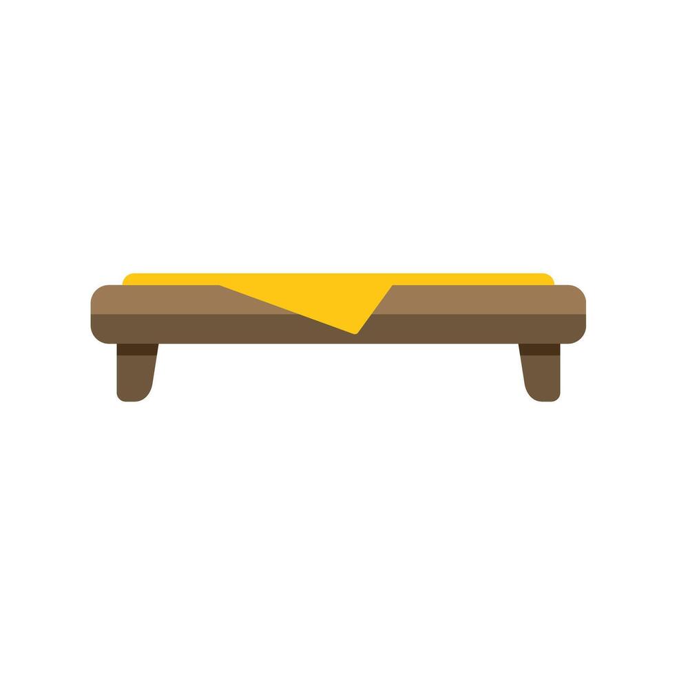 Wooden bench with yellow tablecloth representing rest and relaxation vector