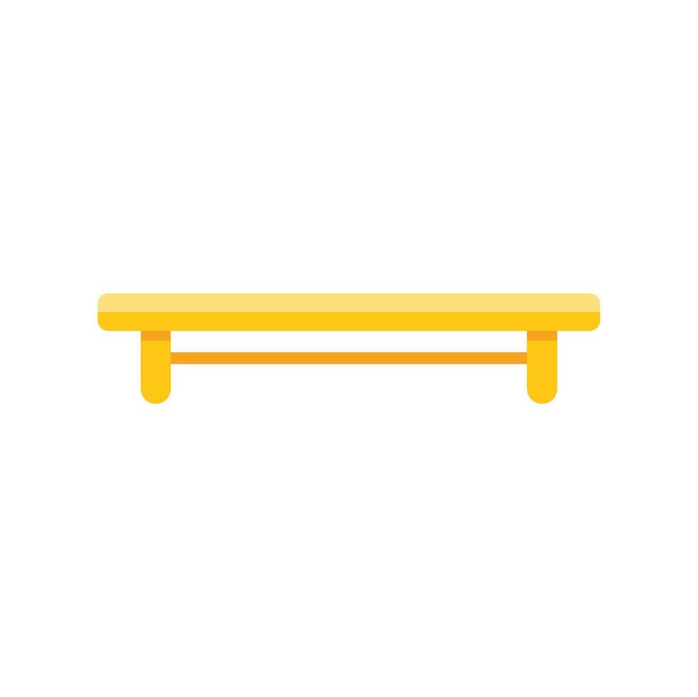 Yellow wooden bench isolated on white background, simple and minimalist design vector