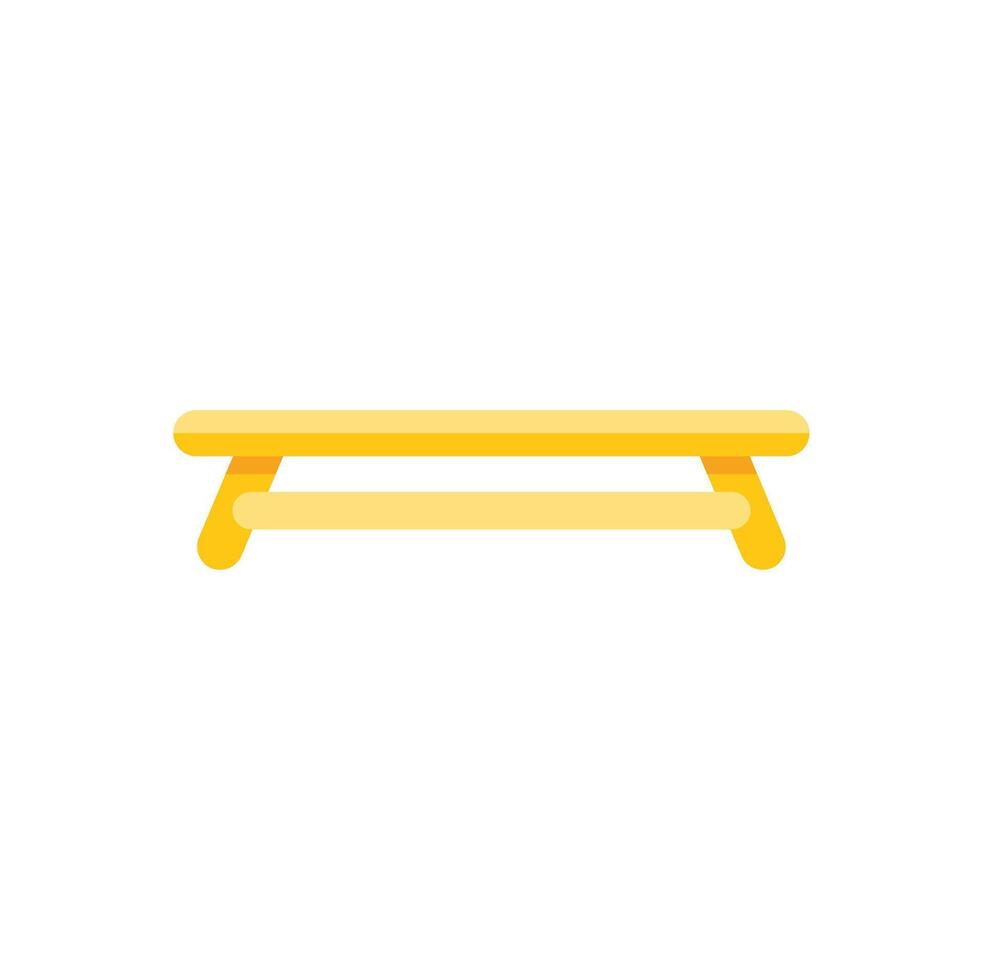 Yellow bench isolated on white background, simple and minimalist design vector