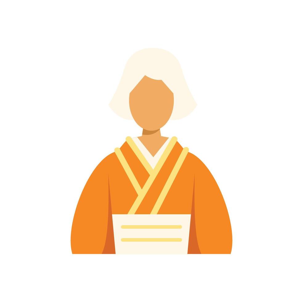 Elderly woman wearing traditional japanese kimono and obi belt vector