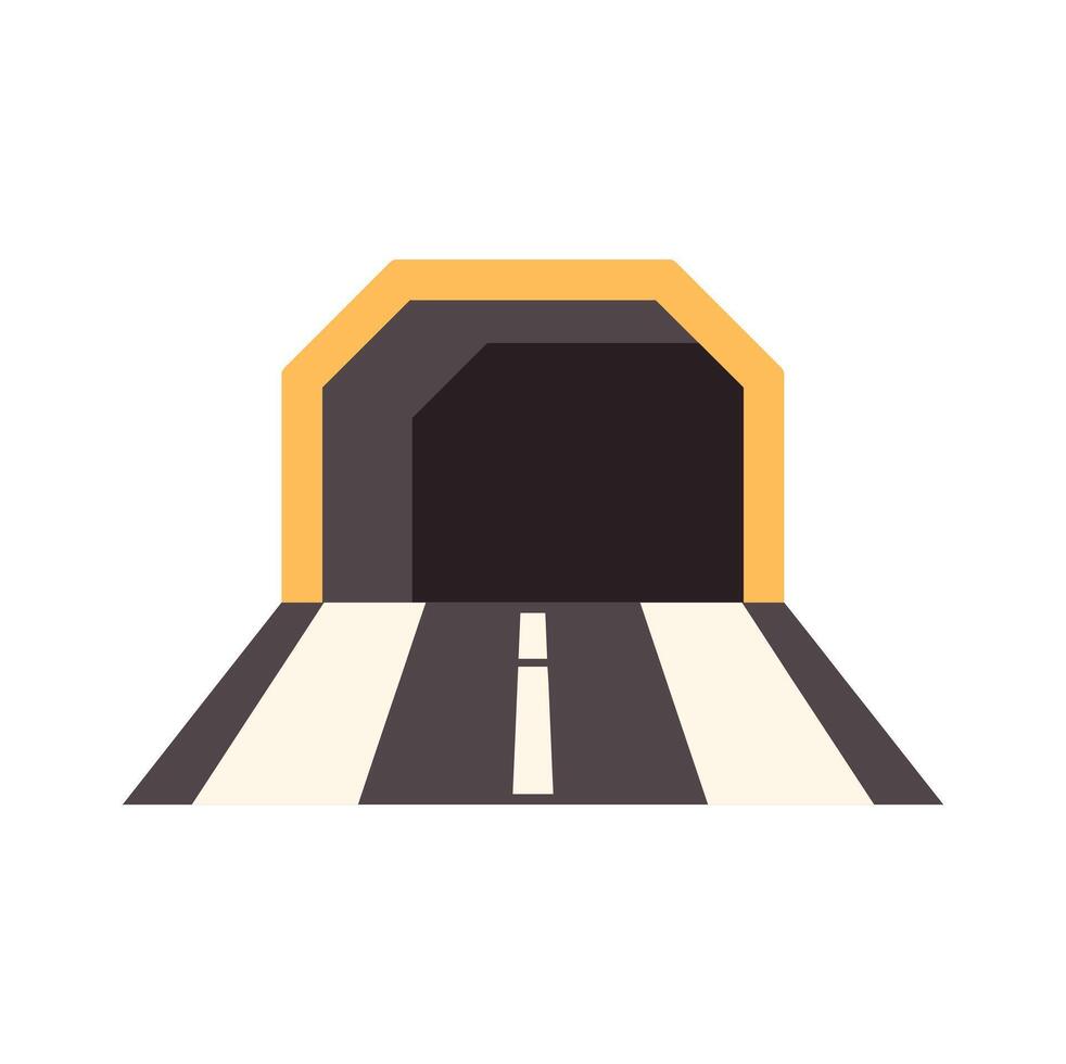 Highway tunnel road leading into darkness, minimalist flat design illustration vector