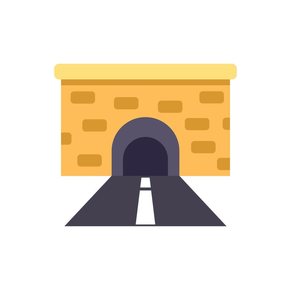 Road leading into a brick tunnel illustration vector