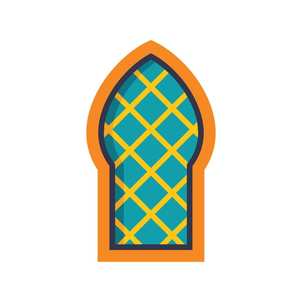 Ornate islamic arch window design representing religion and culture vector