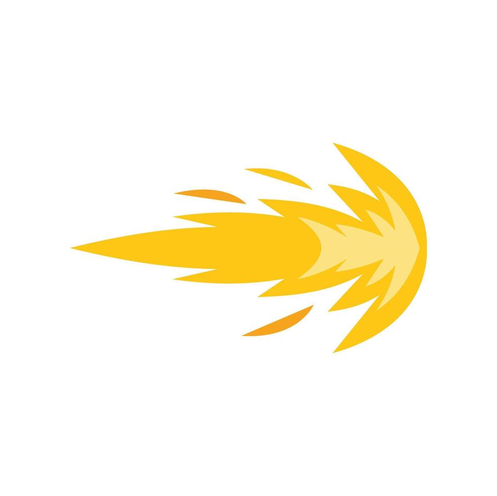 Yellow fireball flying through air with motion blur effect vector