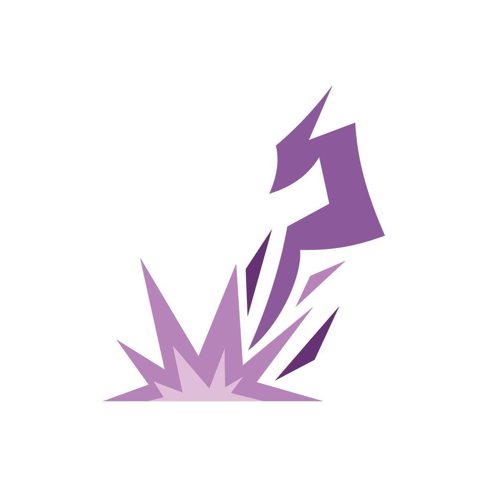 Purple lightning bolt striking and exploding with flash vector