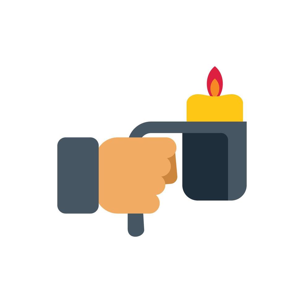 Hand holding and carrying a lit candle in a candle holder vector