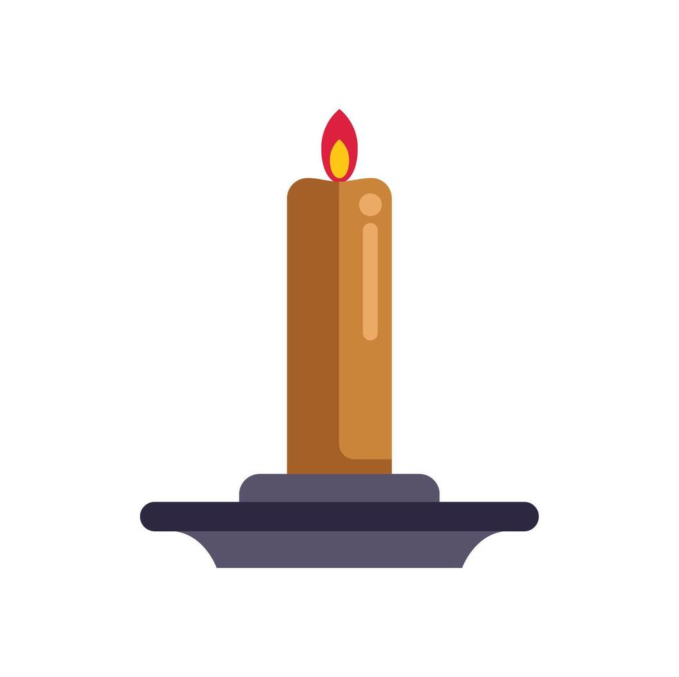 Burning candle on a candlestick holder, a symbol of hope and remembrance vector