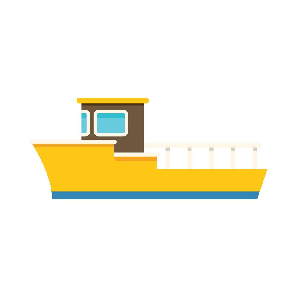 Small yellow fishing boat sailing on calm blue water vector