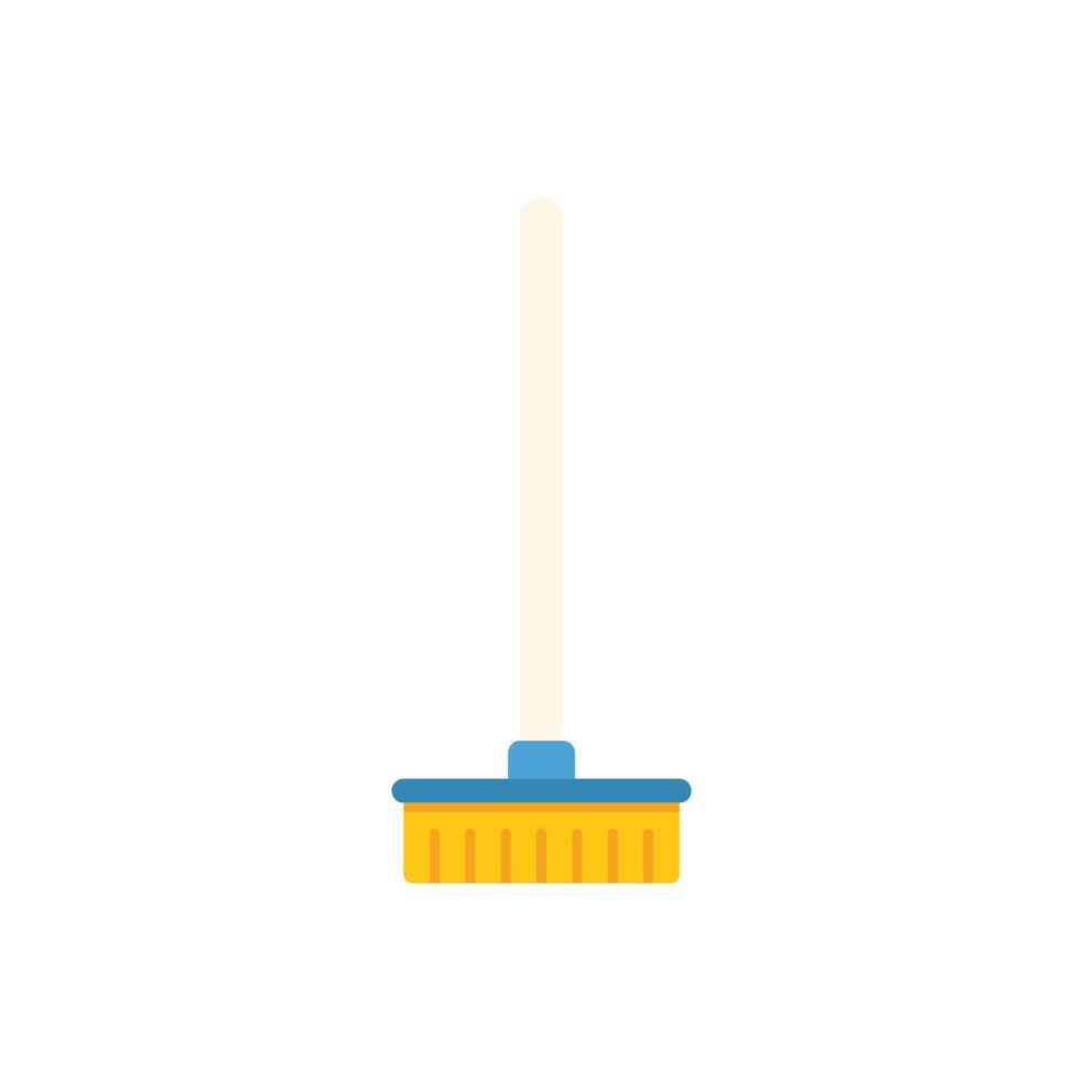 Cleaning broom with long wooden handle for floor sweeping vector