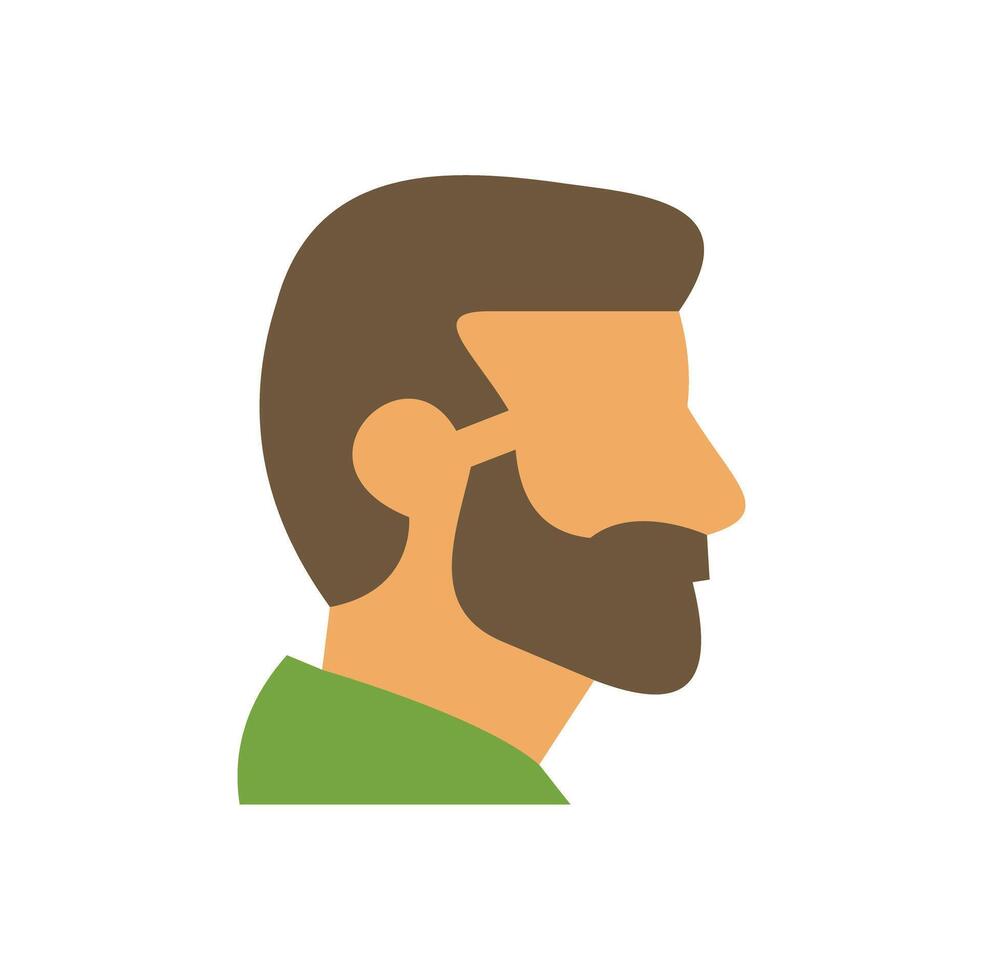 Man with beard showing profile view in minimalist style vector