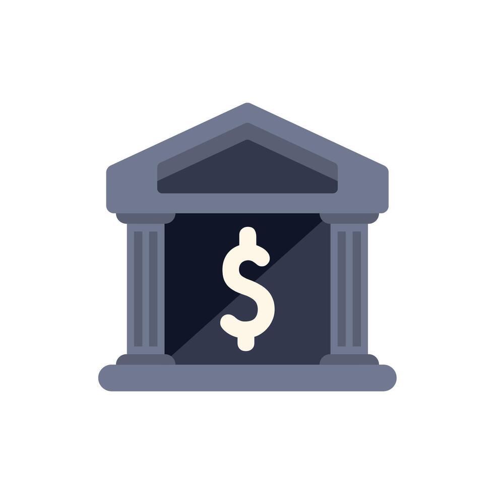 Bank building with columns and dollar sign representing financial institution vector
