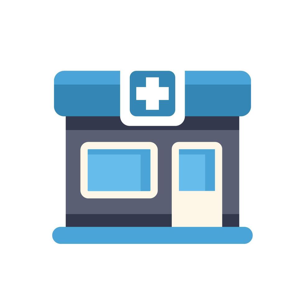Pharmacy or hospital building with cross symbol representing healthcare services vector