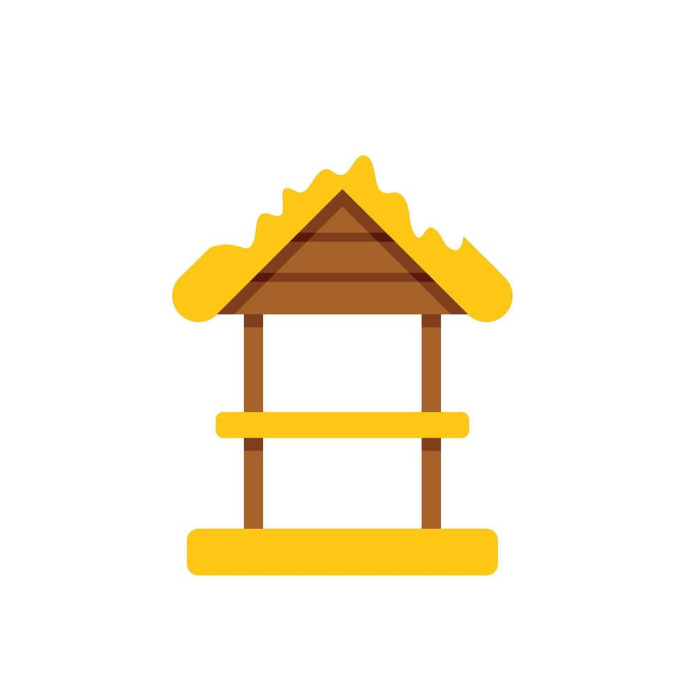 Wooden tropical bungalow with thatched roof representing vacation and relaxation vector