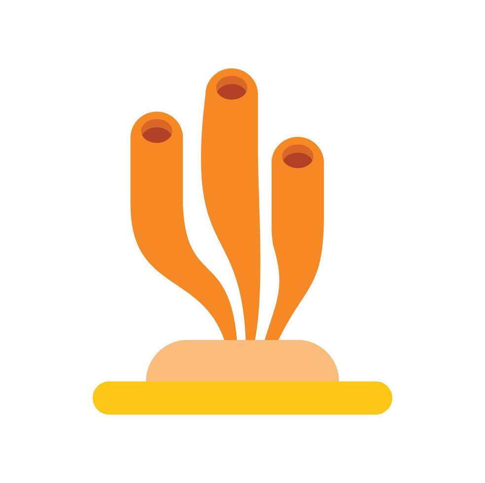 Orange tube sponge growing on seabed flat design illustration vector