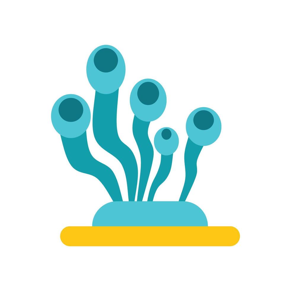 Strange fungus growing on alien planet with tentacles and eyes vector