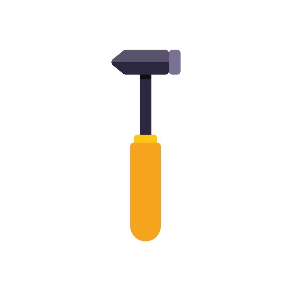 Chipping hammer with yellow handle striking metal on white background vector
