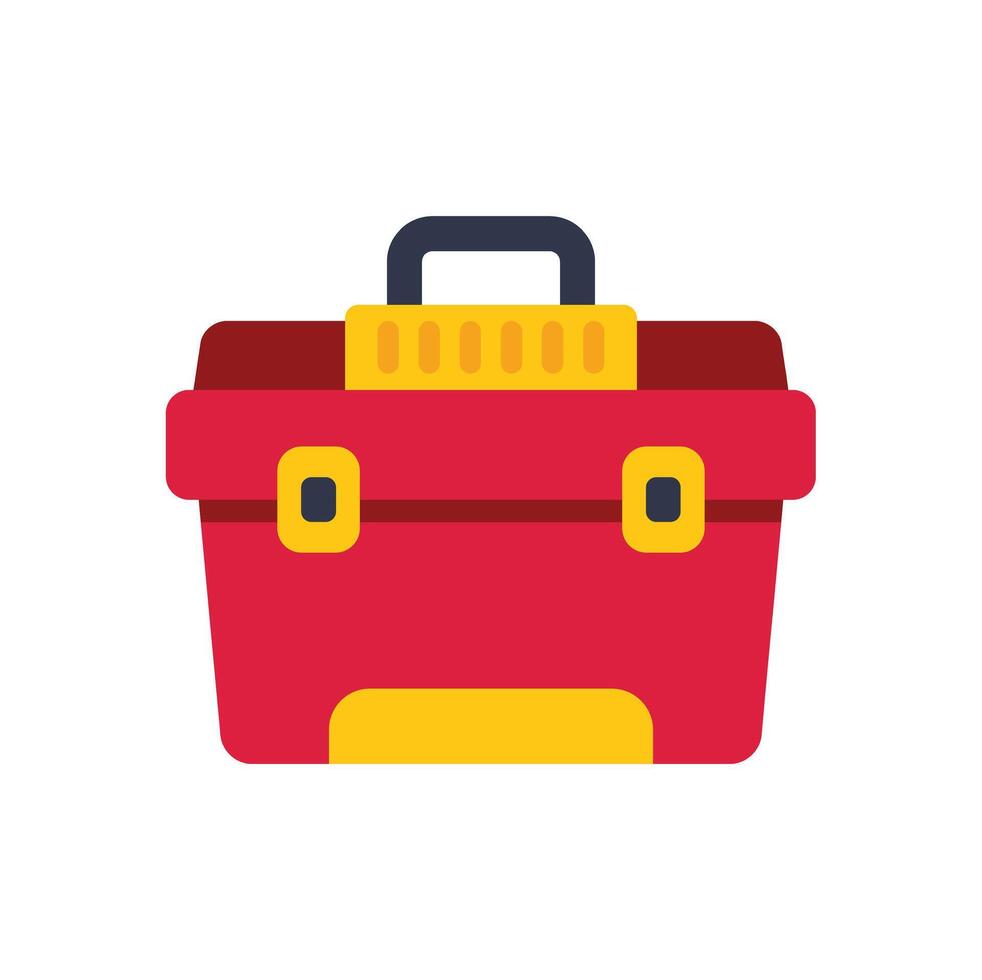 Red toolbox holding tools for repairing and maintaining equipment vector