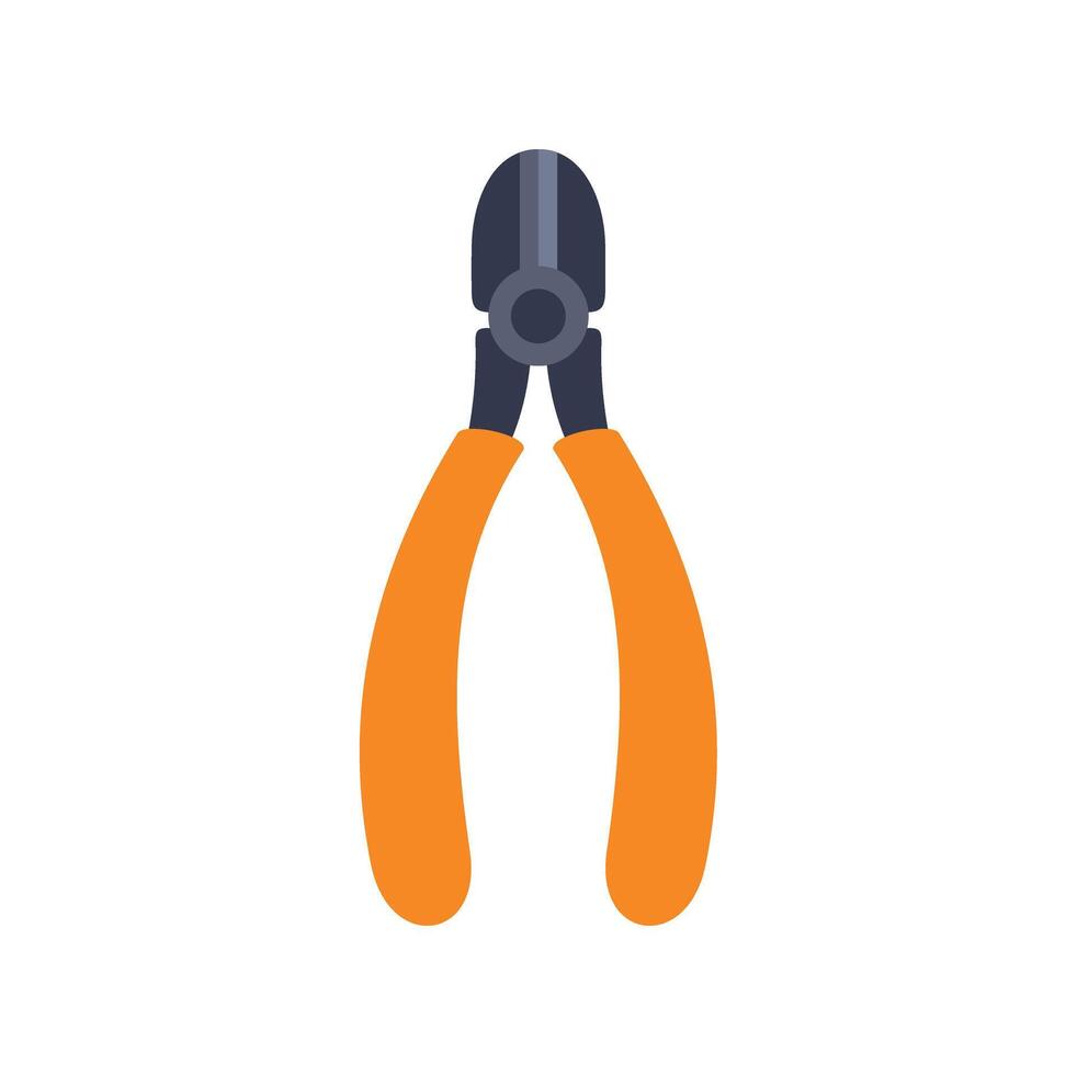 Diagonal cutting pliers with orange handles on white background vector