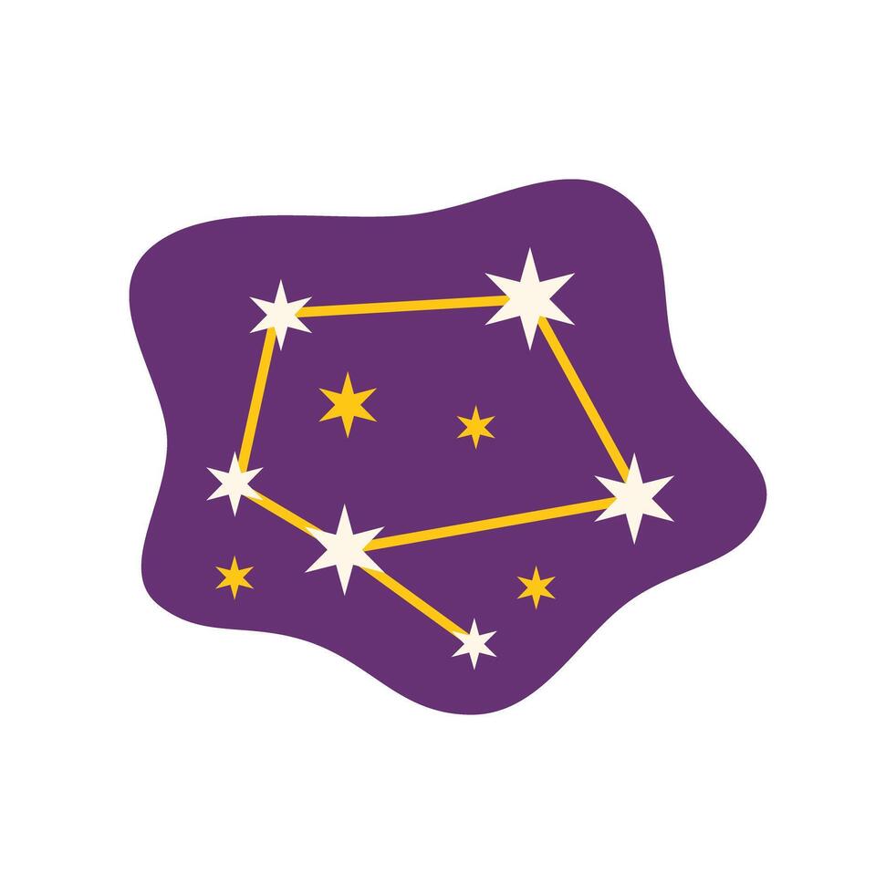 Constellation of bright stars forming a symbolic pattern in purple space vector