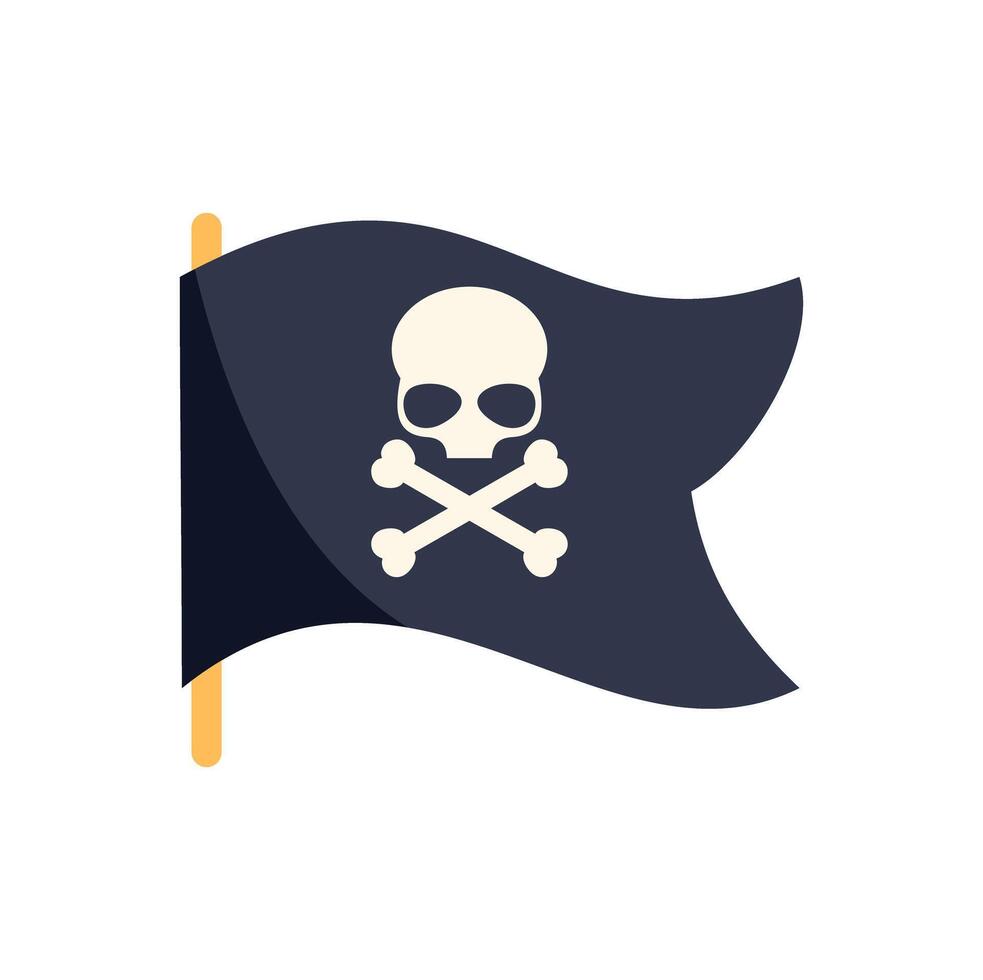 Jolly roger waving on white background symbolizing piracy vector