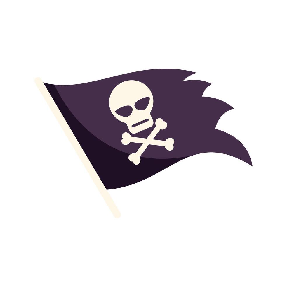 Jolly roger waving, skull and crossbones pirate flag symbolizing rebellion vector