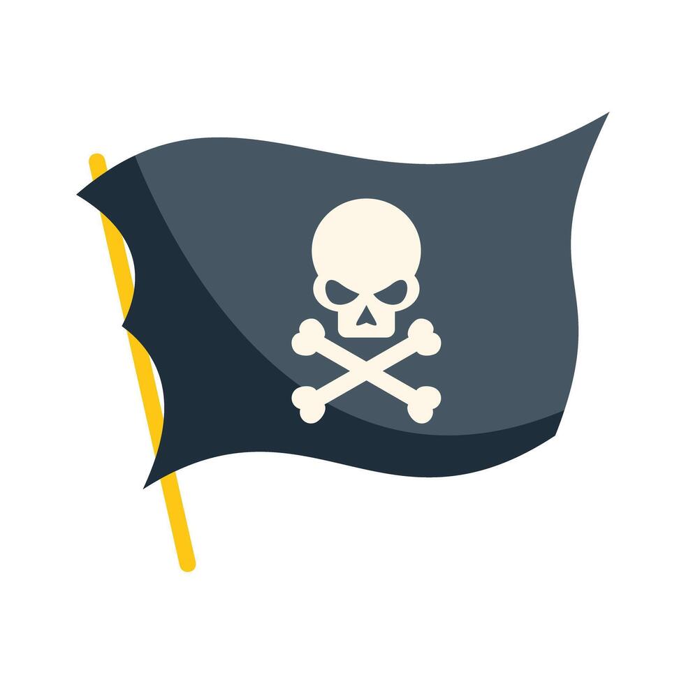 Jolly roger waving pirate flag with skull and crossbones vector
