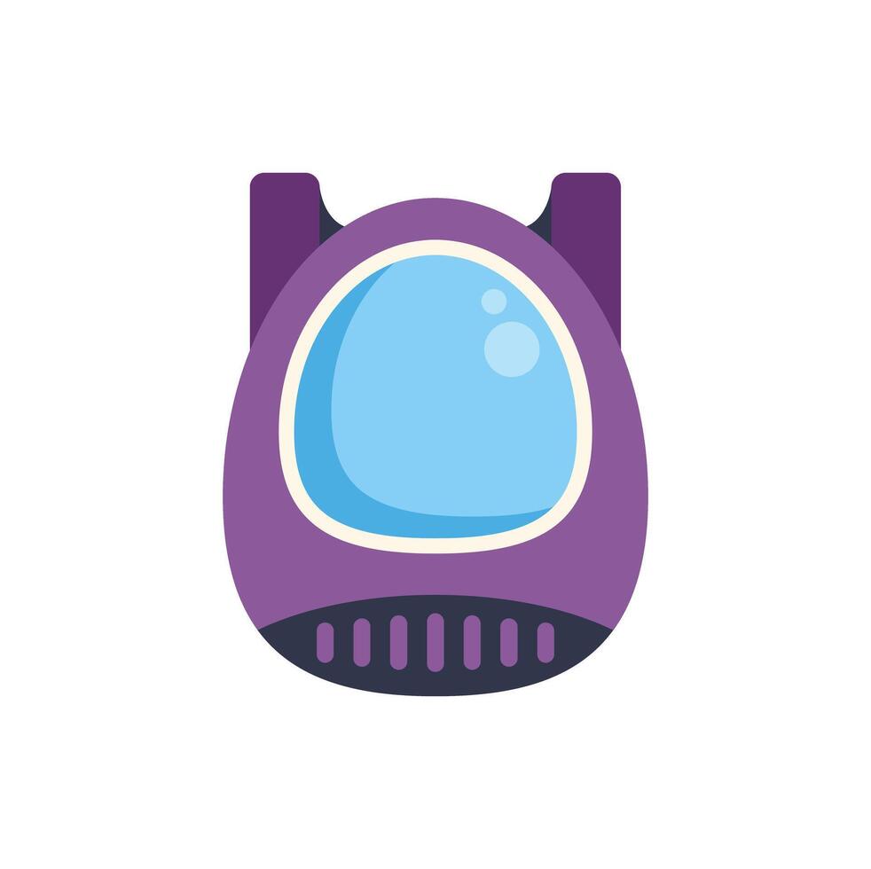 Purple spaceship exploring the galaxy, cartoon illustration of spacecraft vector