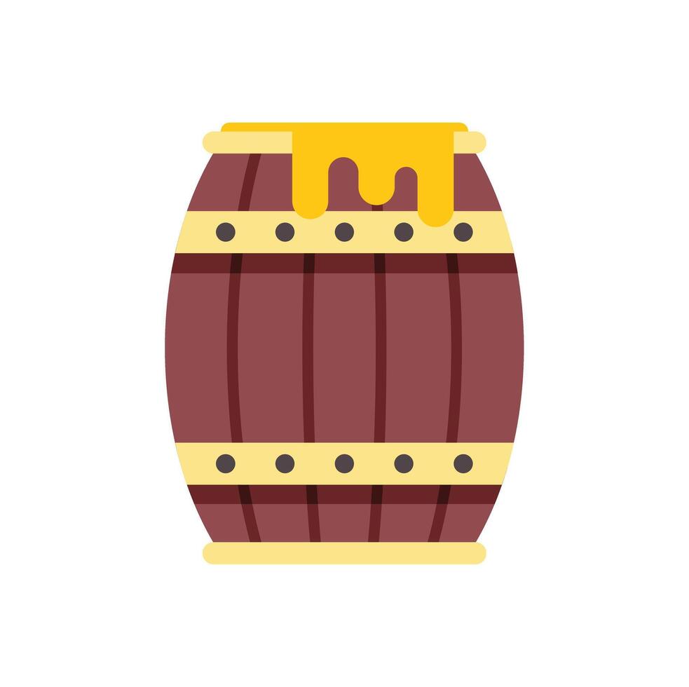Wooden barrel overflowing with golden honey on white background vector
