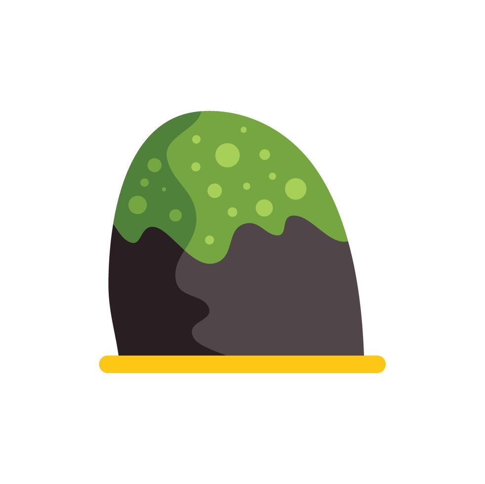 Green moss growing on grey rock in yellow pot, ecosystem harmony vector