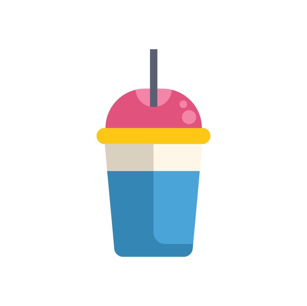 Refreshing bubble tea in disposable cup with straw vector