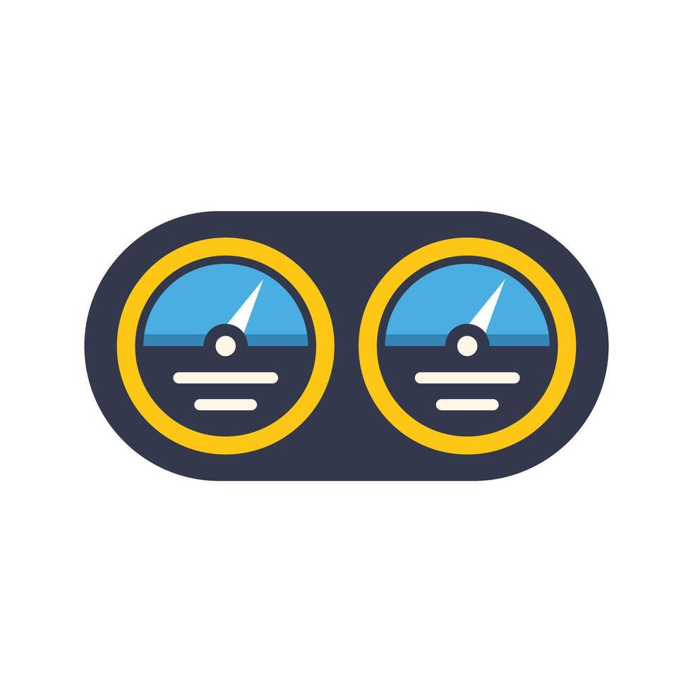 Dual speedometers displaying performance metrics vector