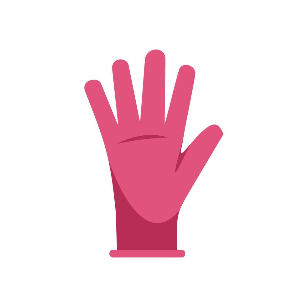 Pink cleaning glove showing open hand with five fingers vector