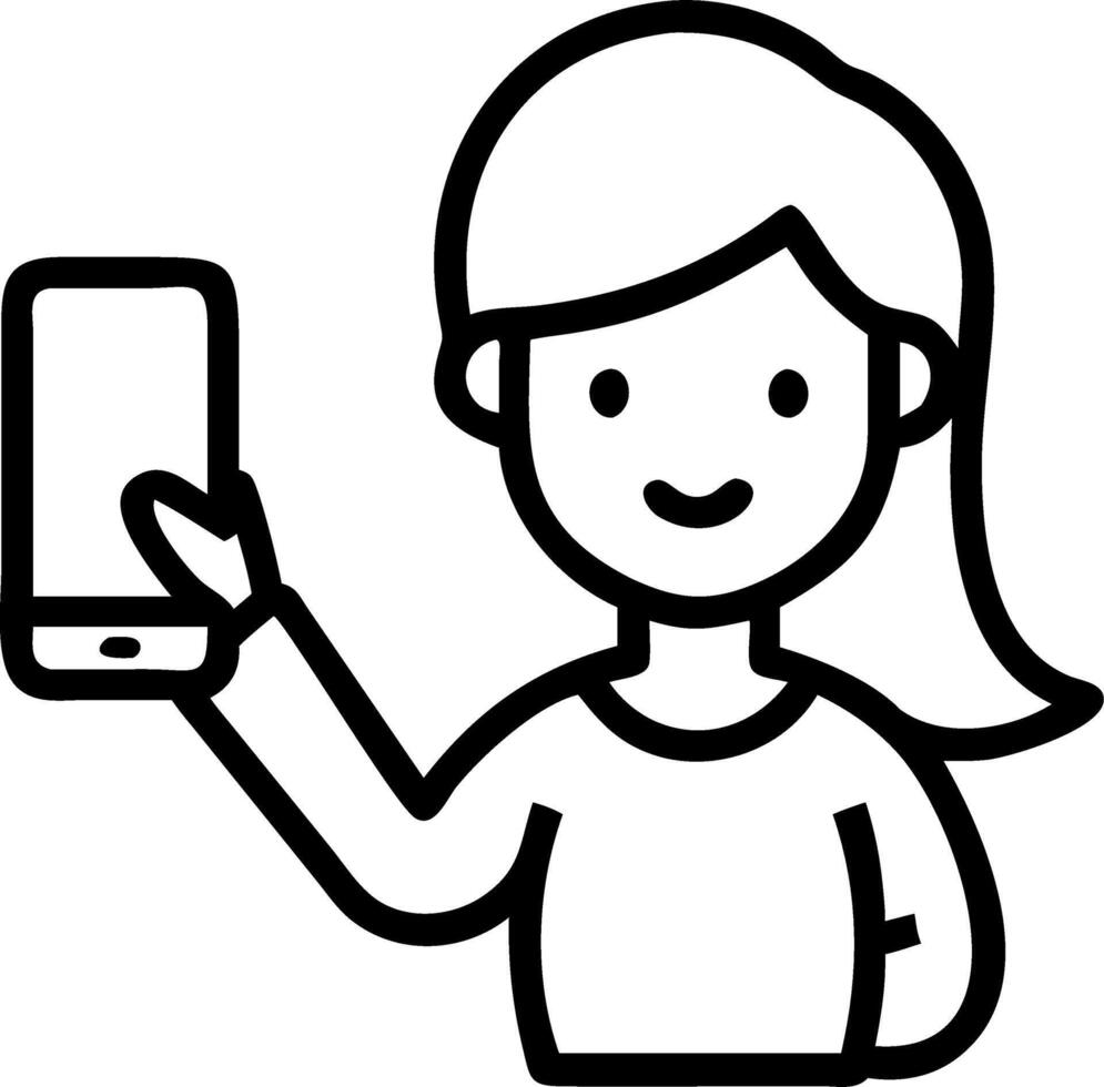 Young woman or teen girl hands holding cell phone touching finger mockup white blank display empty screen for social media app ad at home mobile application tech concept over shoul vector