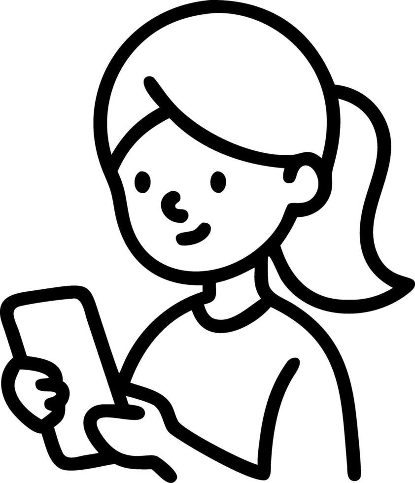 Young Latin Hispanic kid girl school student uses smartphone in classroom playing games checking social media during school break having fun with apps holding mobile cell phone con vector