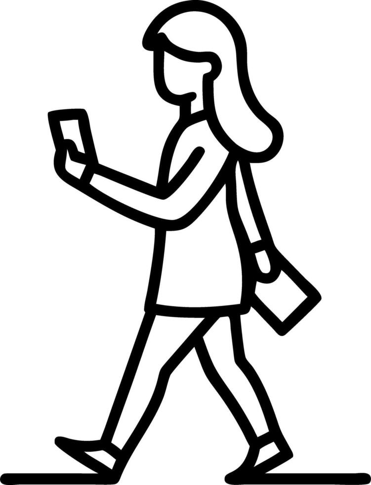 Young Korean professional businesswoman holds cellphone using smartphone stands or walks on big city urban street outside vector