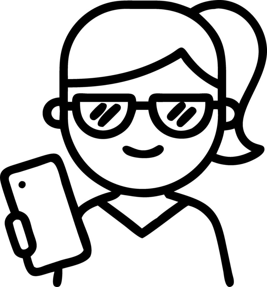 Young happy African gen z girl in sunglasses standing at yellow wall looking at copy space holding smartphone smiling Black woman using mobile cell phone advertising ecommerce summ vector