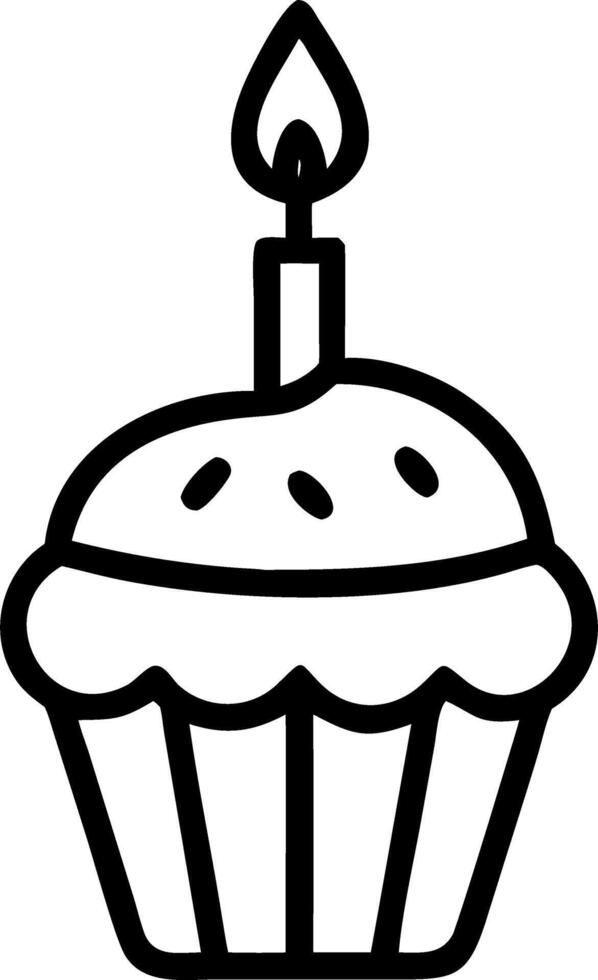 Yummy birthday cupcake with candle on red background party birthday concept vector