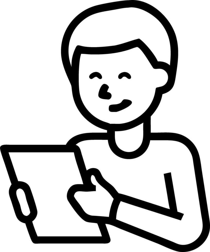 Young European business man entrepreneur holding tablet computer at work male professional employee worker using digital tablet fintech device sitting in office checking financial vector