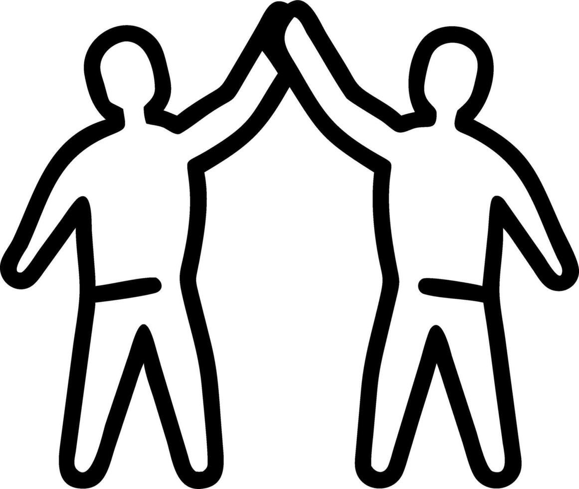 Work team of two happy diverse male professional workers celebrating achievement or project success giving high five as concept of good corporate teamwork results startup growth to vector