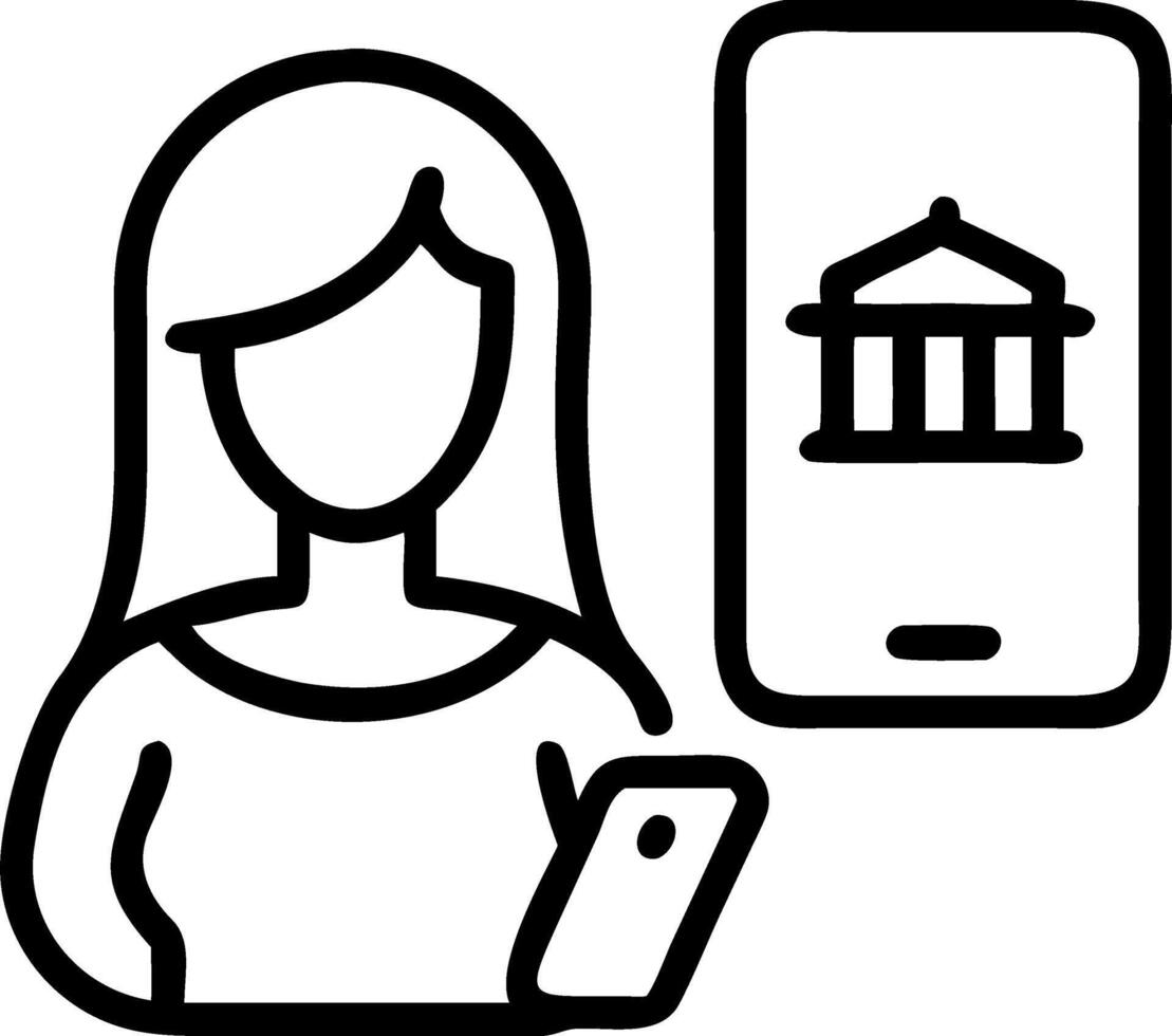 Woman using smartphone to conduct online mobile banking Business and technology concept vector