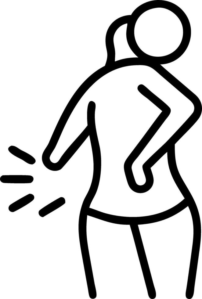 Woman holding lower back while standing suffering chronic back pain healthcare medicine office syndrome concept vector