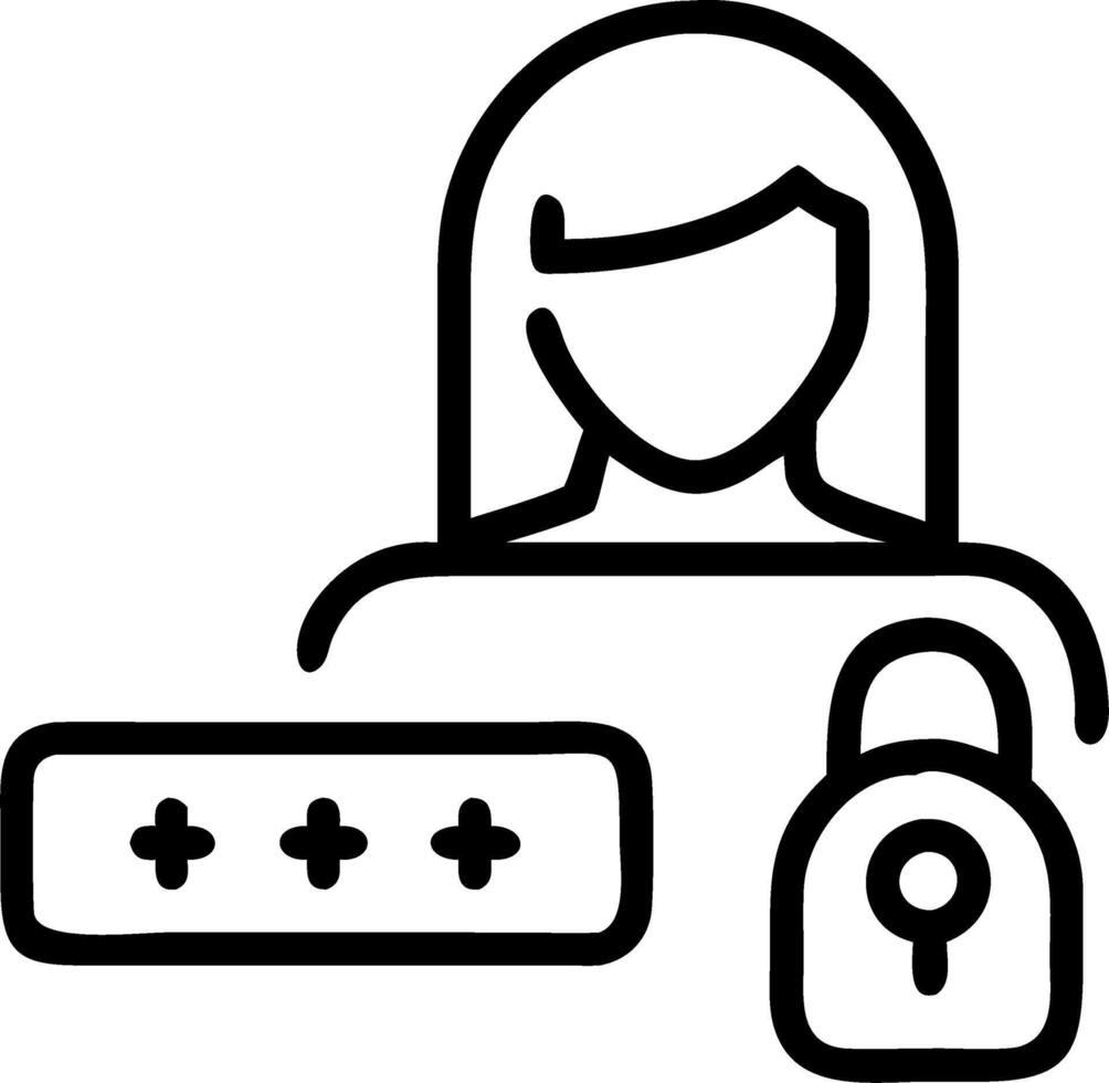 Woman entering username and password on holographic interface displaying secure padlock encryption symbols representing data protection and cybersecurity in empty space Set 3 vector