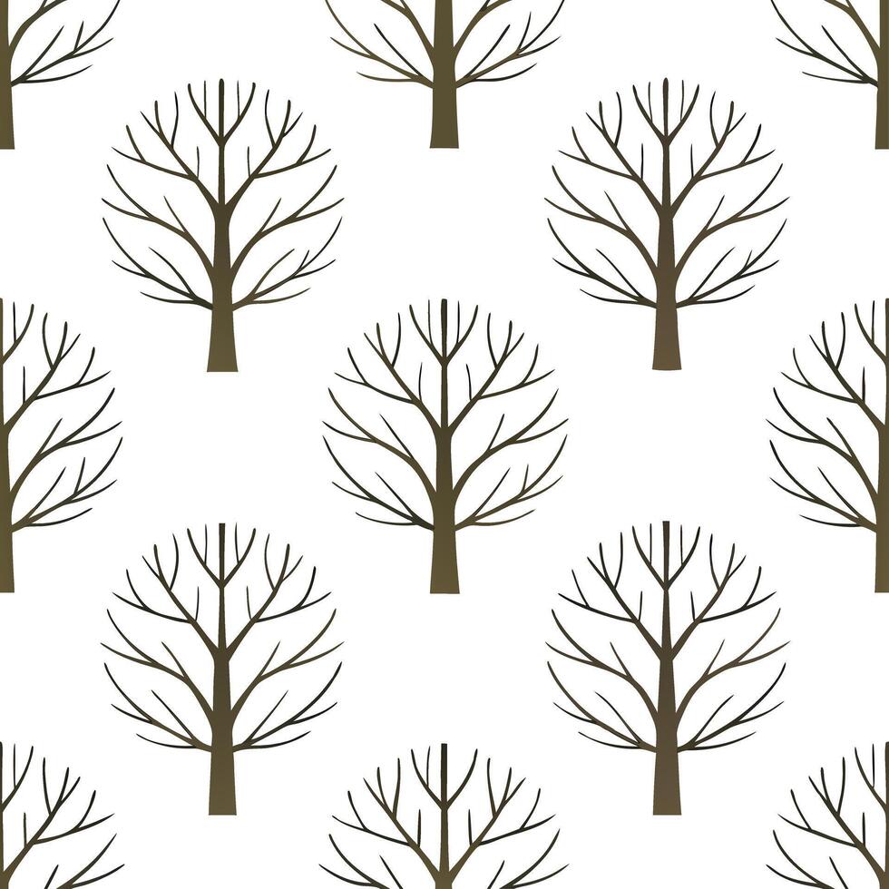 Winter trees seamless pattern with snow covered branches and icy textures for a peaceful cold season design Set 2 vector