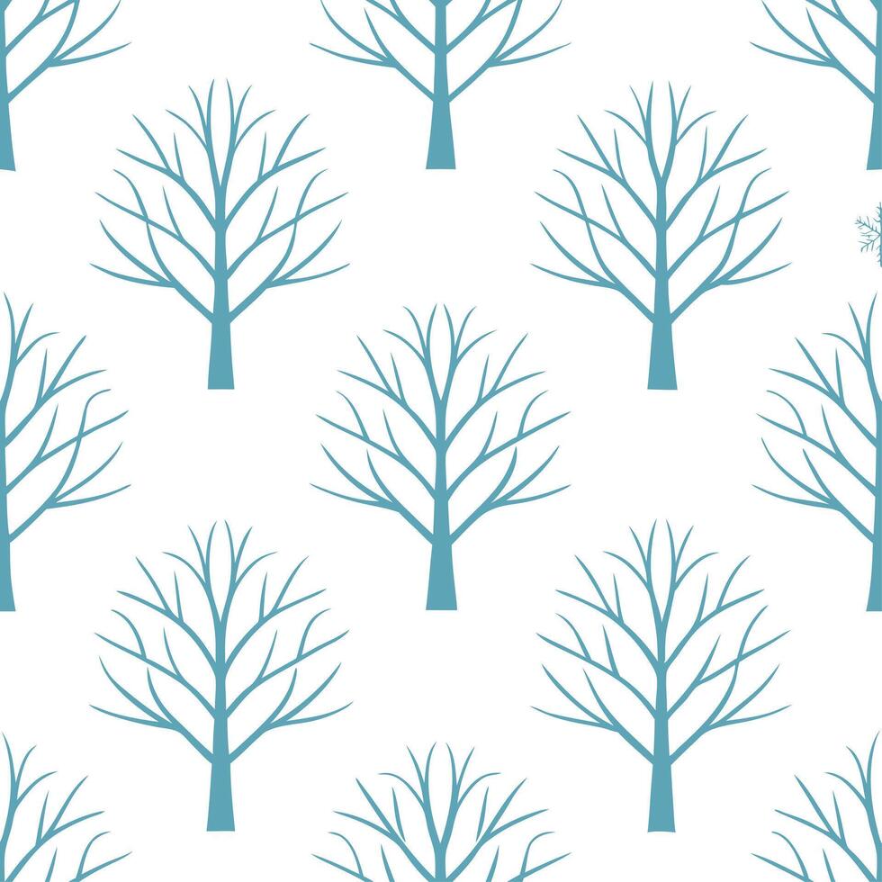Winter trees seamless pattern with frosted pine trees and light snowfall for a subtle cool seasonal design Set 2 vector