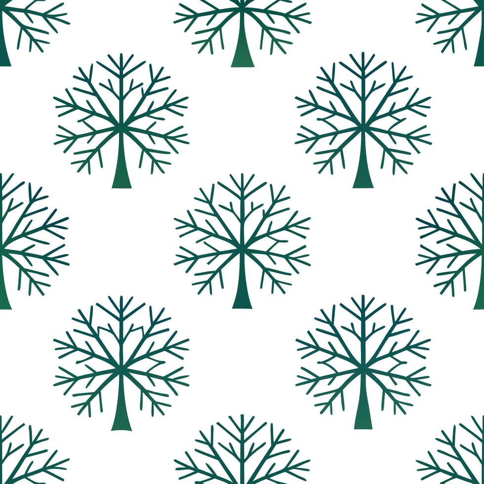 Winter trees seamless pattern with frozen branches snowflakes and icy textures for a cold dramatic winter landscape vector