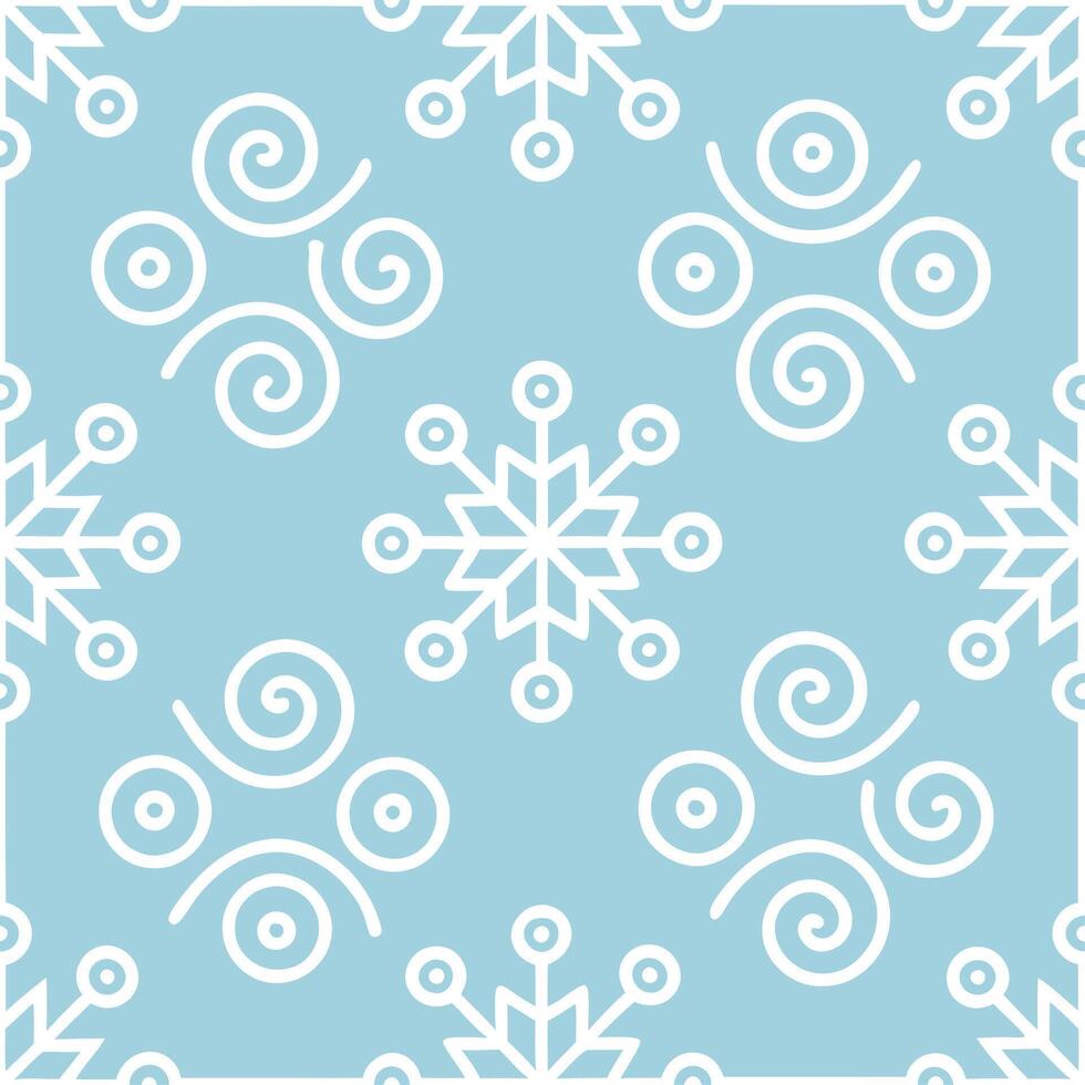 Winter snow seamless pattern with swirling snowflakes and icy blue tones for a peaceful frosty atmosphere vector
