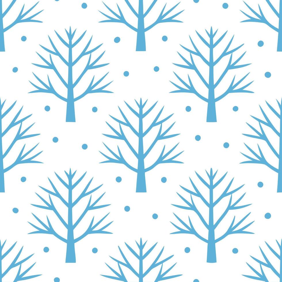 Winter snow seamless pattern with snow covered trees frosty branches and sparkling snowflakes for a magical winter look vector
